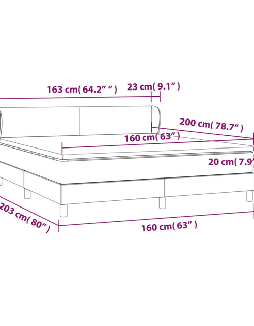 Загрузите изображение в средство просмотра галереи, Pat box spring cu saltea, gri închis, 160x200 cm, catifea
