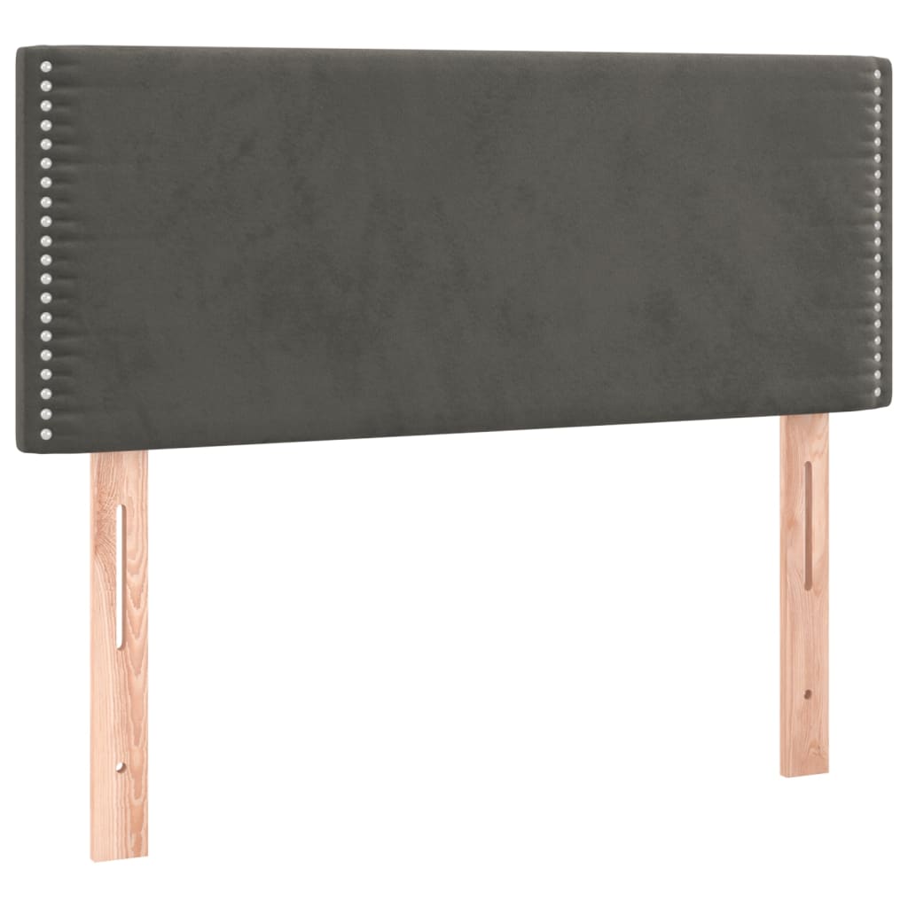 Pat box spring cu saltea, gri închis, 100x200 cm, catifea