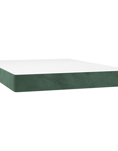 Încărcați imaginea în vizualizatorul Galerie, Pat box spring cu saltea, verde închis, 140x190 cm, catifea
