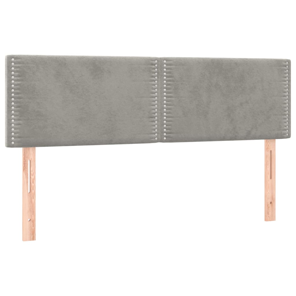 Pat box spring cu saltea, gri deschis, 140x200 cm, catifea