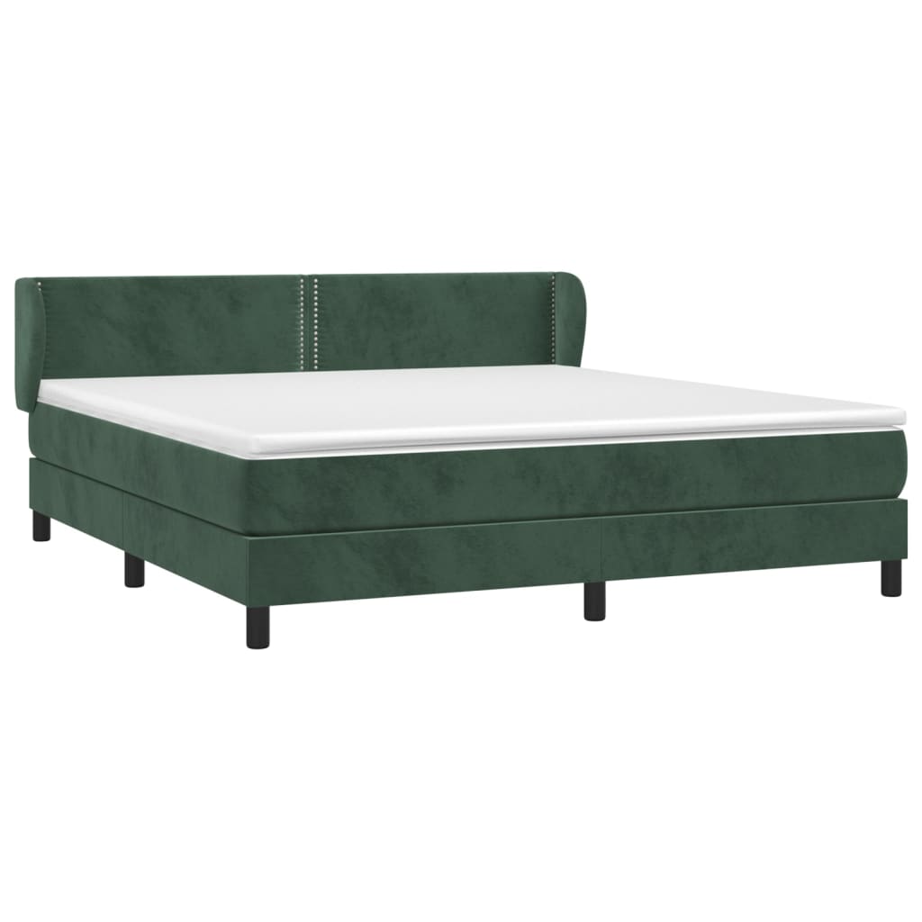 Pat box spring cu saltea, verde închis, 180x200 cm, catifea