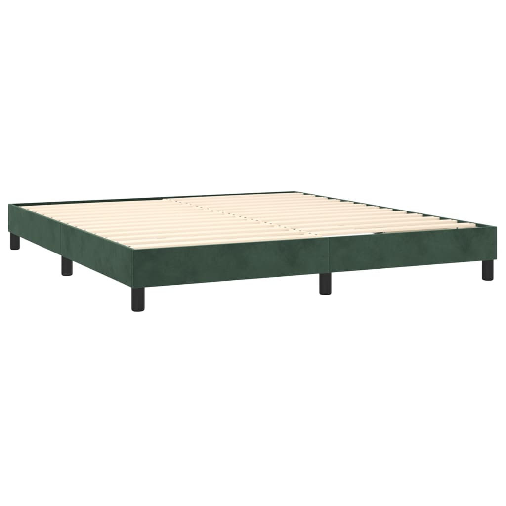 Pat box spring cu saltea, verde închis, 180x200 cm, catifea