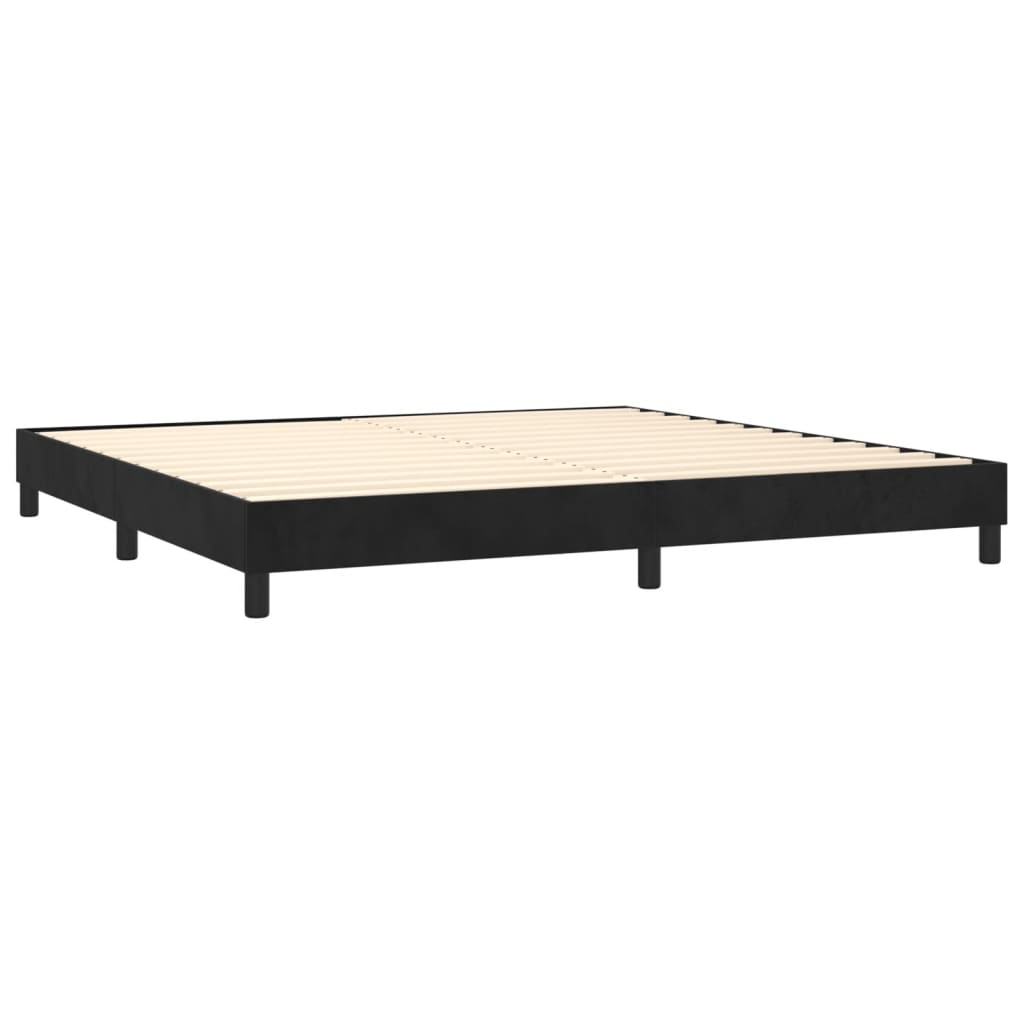 Pat box spring cu saltea, negru, 200x200 cm, catifea