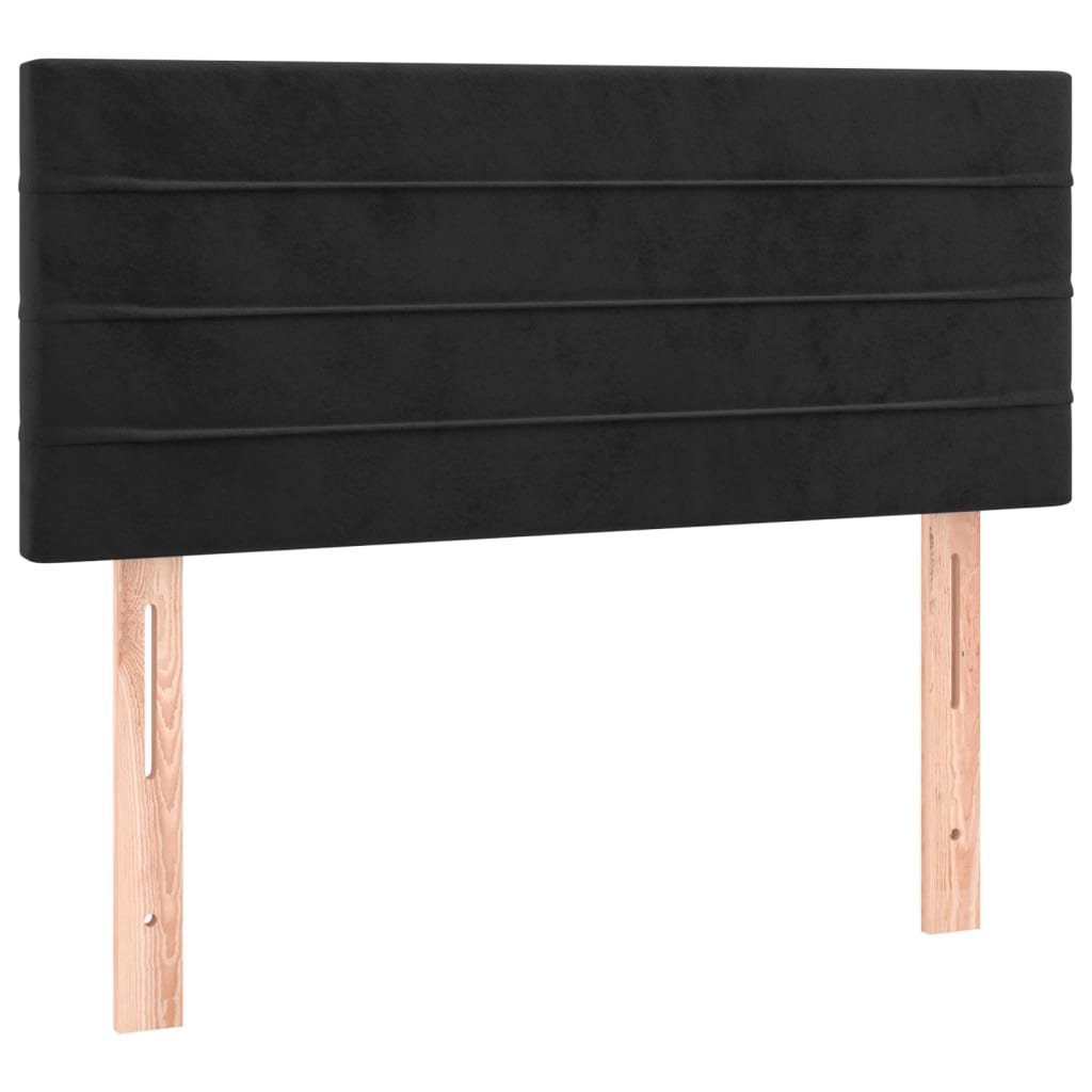 Pat box spring cu saltea, negru, 90x190 cm, catifea