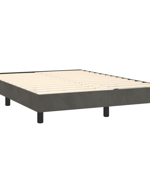 Загрузите изображение в средство просмотра галереи, Pat box spring cu saltea, gri închis, 140x190 cm, catifea
