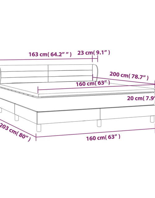 Загрузите изображение в средство просмотра галереи, Pat box spring cu saltea, gri închis, 160x200 cm, catifea
