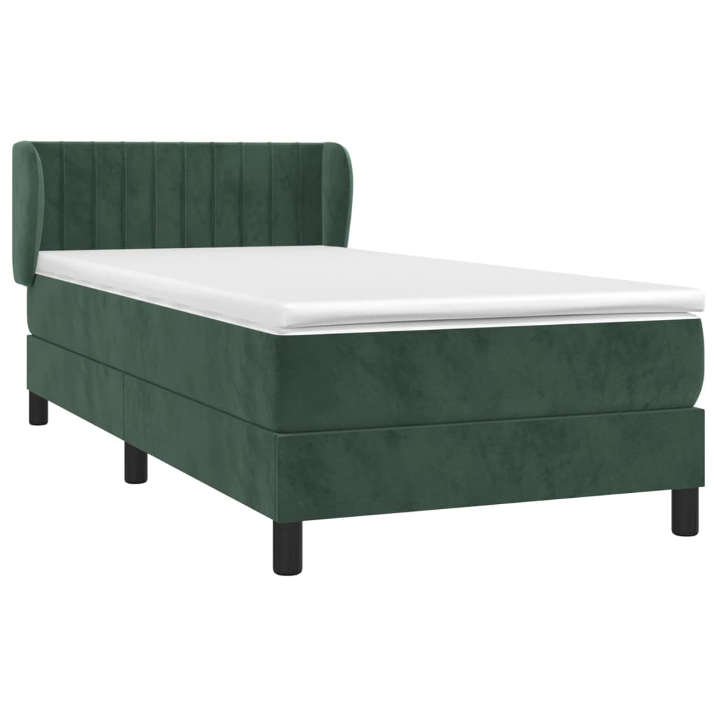 Pat box spring cu saltea, verde închis, 80x200 cm, catifea