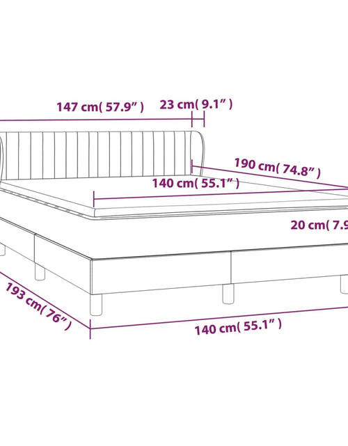 Загрузите изображение в средство просмотра галереи, Pat box spring cu saltea, gri deschis, 140x190 cm, catifea
