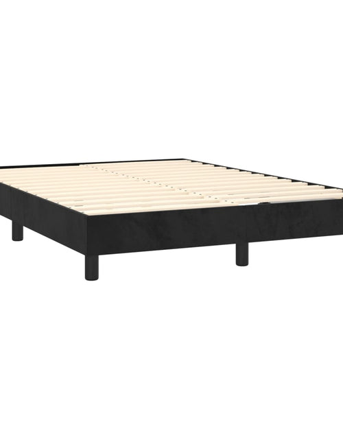 Загрузите изображение в средство просмотра галереи, Pat box spring cu saltea, negru, 140x200 cm, catifea
