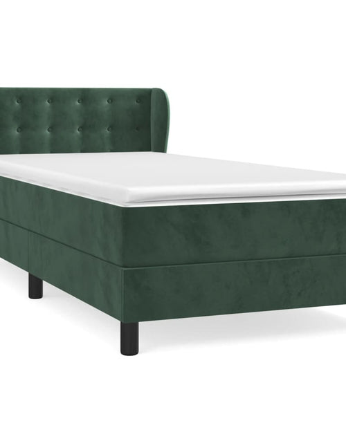 Загрузите изображение в средство просмотра галереи, Pat box spring cu saltea, verde închis, 80x200 cm, catifea
