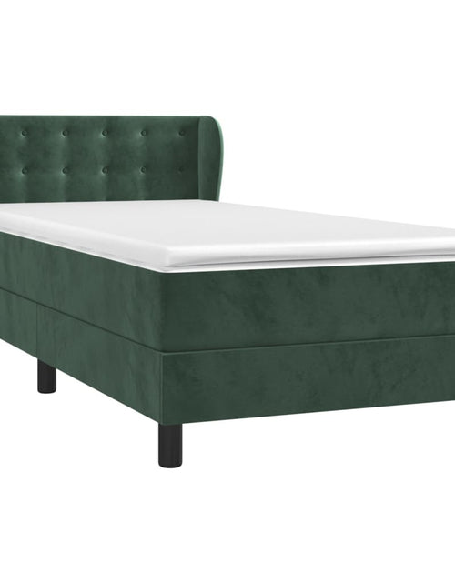 Încărcați imaginea în vizualizatorul Galerie, Pat box spring cu saltea, verde închis, 80x200 cm, catifea
