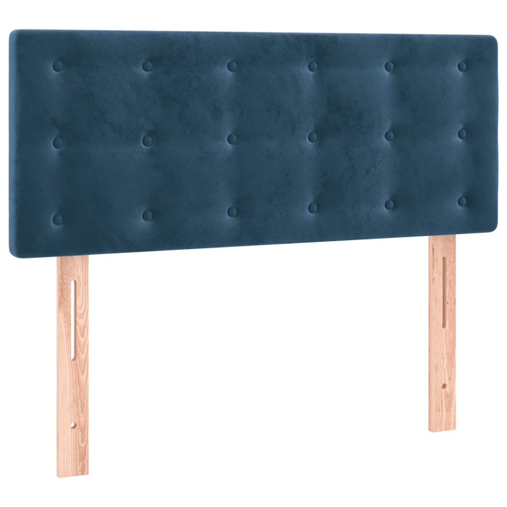 Pat box spring cu saltea, albastru închis, 90x190 cm, catifea