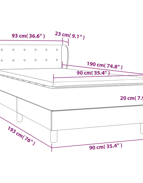 Încărcați imaginea în vizualizatorul Galerie, Pat box spring cu saltea, albastru închis, 90x190 cm, catifea
