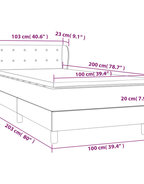 Загрузите изображение в средство просмотра галереи, Pat box spring cu saltea, albastru închis, 100x200 cm, catifea
