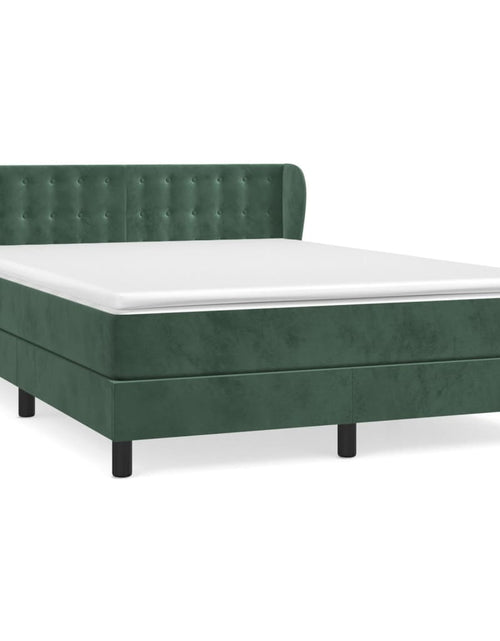 Загрузите изображение в средство просмотра галереи, Pat box spring cu saltea, verde închis, 140x200 cm, catifea
