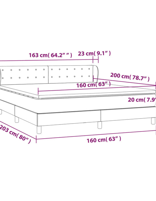 Загрузите изображение в средство просмотра галереи, Pat box spring cu saltea, gri deschis, 160x200 cm, catifea
