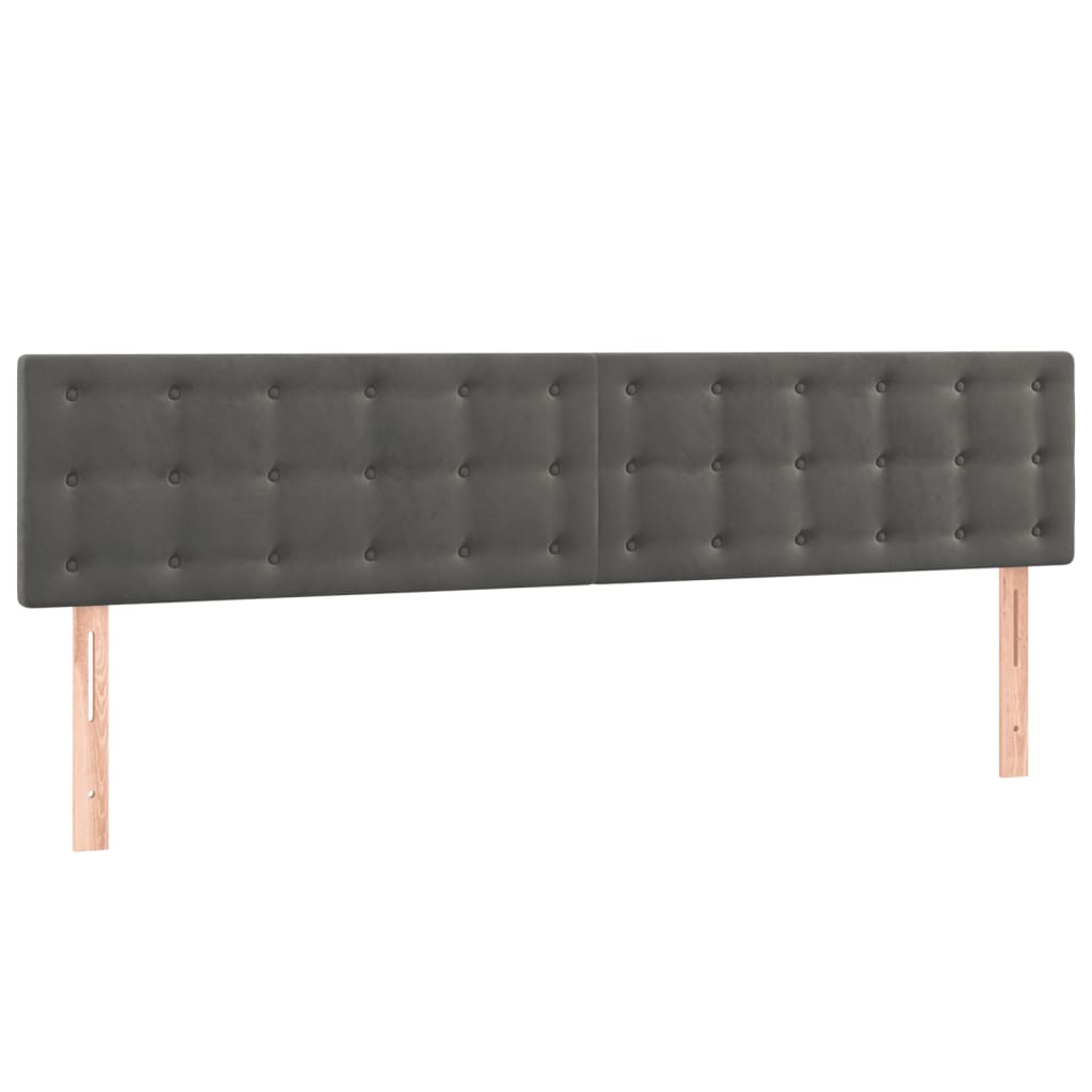 Pat box spring cu saltea, gri închis, 160x200 cm, catifea