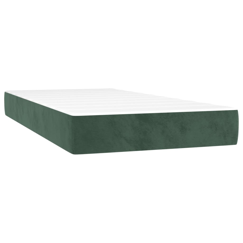 Pat box spring cu saltea, verde închis, 200x200 cm, catifea