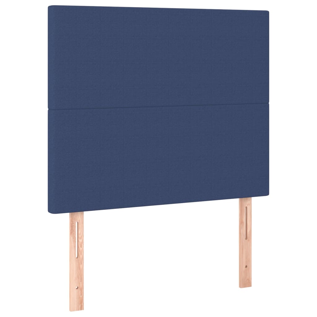 Pat box spring cu saltea, albastru, 90x200 cm, textil