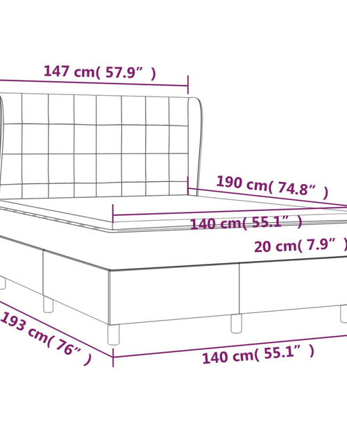 Загрузите изображение в средство просмотра галереи, Pat box spring cu saltea, gri închis, 140x190 cm, textil
