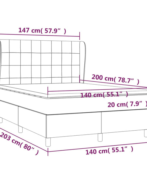 Încărcați imaginea în vizualizatorul Galerie, Pat box spring cu saltea, gri închis, 140x200 cm, textil
