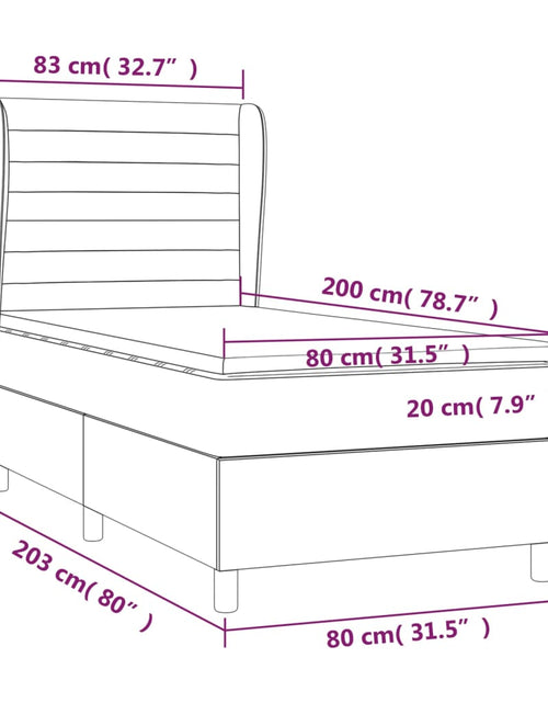 Загрузите изображение в средство просмотра галереи, Pat box spring cu saltea, gri închis, 80x200 cm, textil
