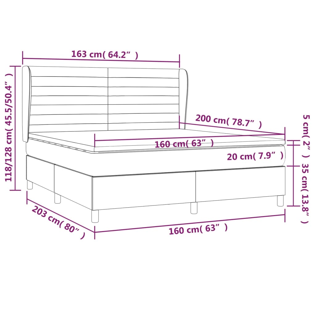 Pat box spring cu saltea, negru, 160x200 cm, textil