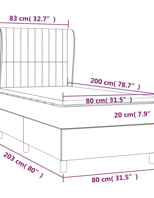 Загрузите изображение в средство просмотра галереи, Pat box spring cu saltea, gri închis, 80x200 cm, textil
