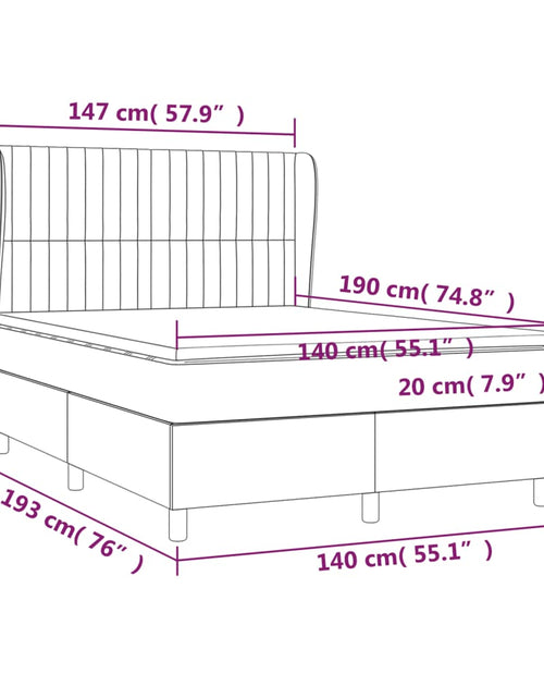 Încărcați imaginea în vizualizatorul Galerie, Pat box spring cu saltea, maro închis, 140x200 cm, textil
