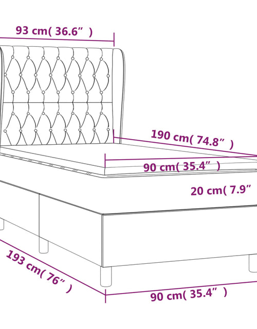 Загрузите изображение в средство просмотра галереи, Pat box spring cu saltea, crem, 90x190 cm, textil
