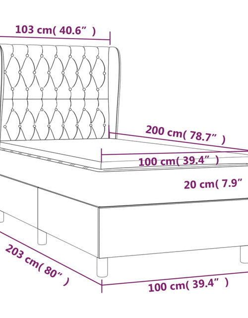 Загрузите изображение в средство просмотра галереи, Pat box spring cu saltea, gri închis, 100x200 cm, textil
