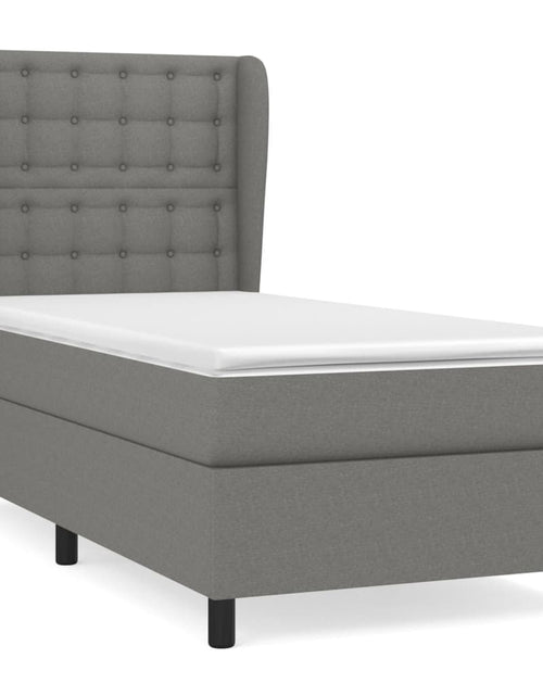 Загрузите изображение в средство просмотра галереи, Pat box spring cu saltea, gri închis, 100x200 cm, textil
