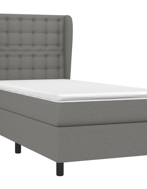 Загрузите изображение в средство просмотра галереи, Pat box spring cu saltea, gri închis, 100x200 cm, textil
