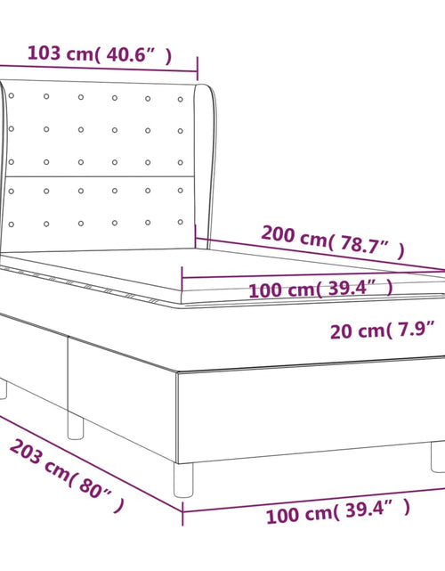 Загрузите изображение в средство просмотра галереи, Pat box spring cu saltea, albastru, 100x200 cm, textil
