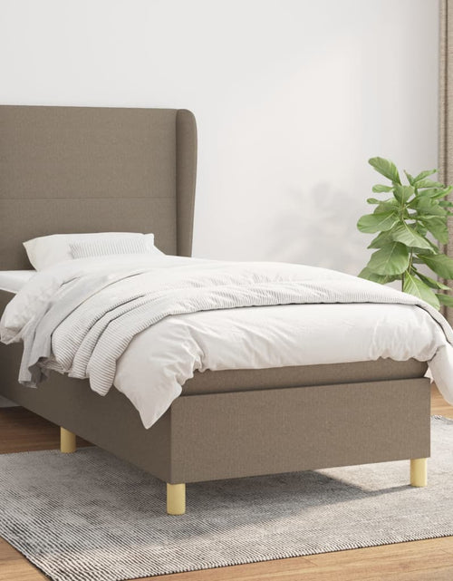 Загрузите изображение в средство просмотра галереи, Pat box spring cu saltea, gri taupe, 80x200 cm, textil
