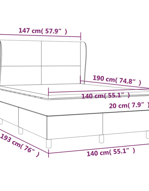 Загрузите изображение в средство просмотра галереи, Pat box spring cu saltea, gri închis, 140x190 cm, textil
