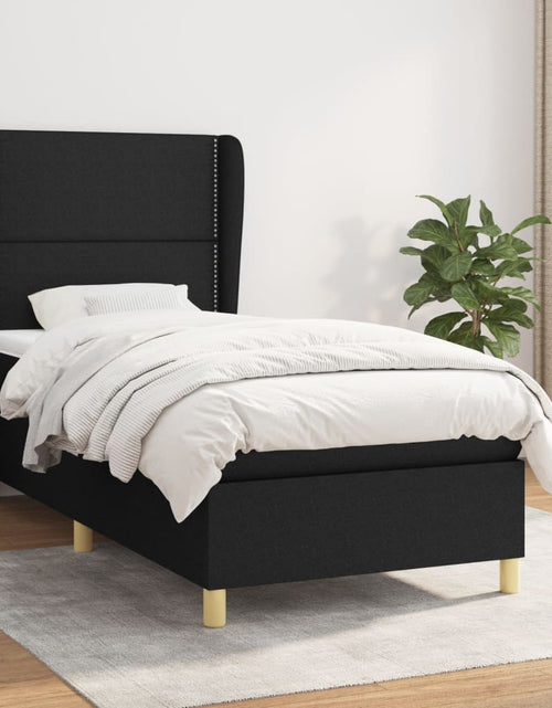 Încărcați imaginea în vizualizatorul Galerie, Pat box spring cu saltea, negru, 90x190 cm, textil
