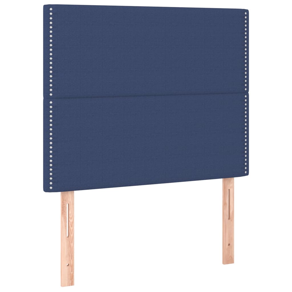 Pat box spring cu saltea, albastru, 90x190 cm, textil