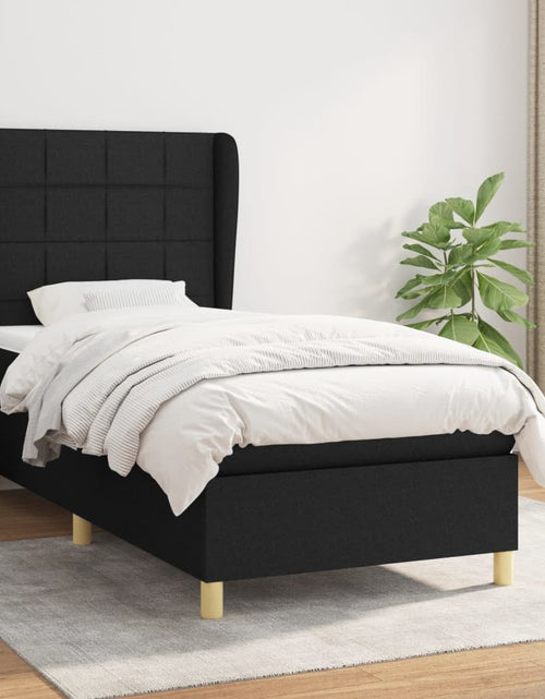 Încărcați imaginea în vizualizatorul Galerie, Pat box spring cu saltea, negru, 90x190 cm, textil
