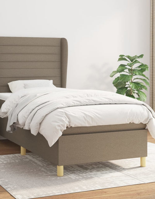 Încărcați imaginea în vizualizatorul Galerie, Pat box spring cu saltea, gri taupe, 100x200 cm, textil
