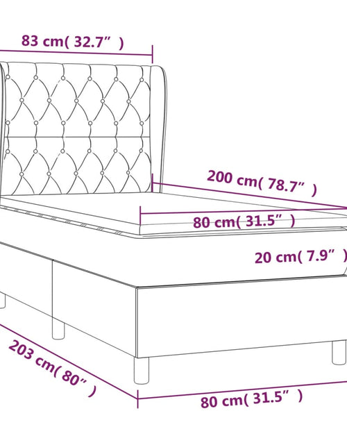 Загрузите изображение в средство просмотра галереи, Pat box spring cu saltea, crem, 80x200 cm, textil
