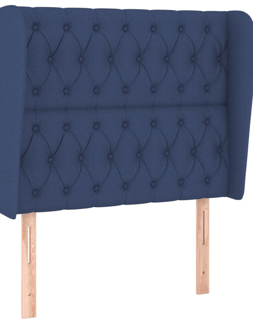 Загрузите изображение в средство просмотра галереи, Pat box spring cu saltea, albastru, 90x190 cm, textil
