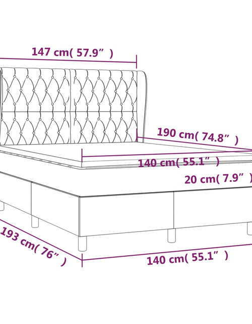 Загрузите изображение в средство просмотра галереи, Pat box spring cu saltea, gri deschis, 140x190 cm, textil
