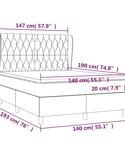 Încărcați imaginea în vizualizatorul Galerie, Pat box spring cu saltea, maro închis, 140x200 cm, textil
