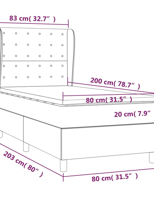 Загрузите изображение в средство просмотра галереи, Pat box spring cu saltea, gri închis, 80x200 cm, textil
