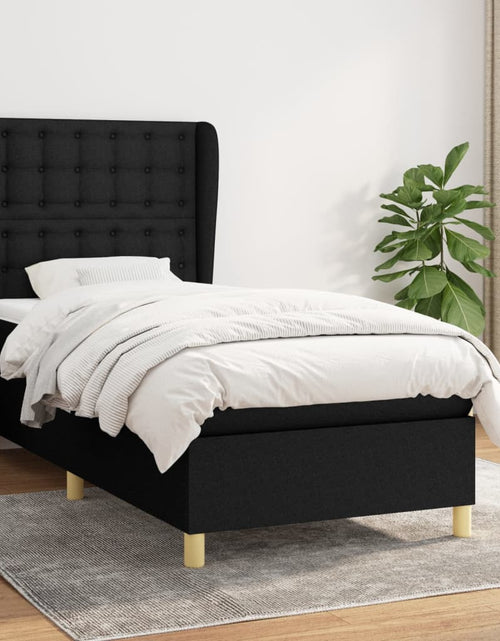 Încărcați imaginea în vizualizatorul Galerie, Pat box spring cu saltea, negru, 90x190 cm, textil
