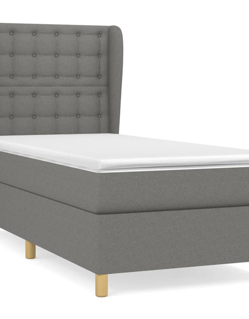 Загрузите изображение в средство просмотра галереи, Pat box spring cu saltea, gri închis, 100x200 cm, textil
