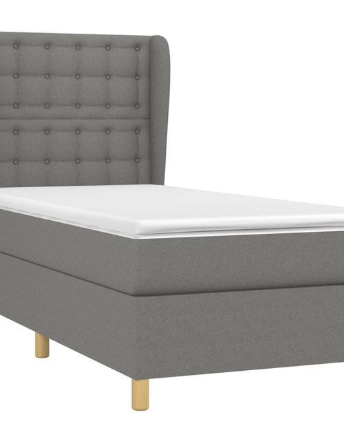 Загрузите изображение в средство просмотра галереи, Pat box spring cu saltea, gri închis, 100x200 cm, textil
