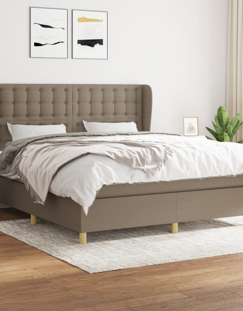 Încărcați imaginea în vizualizatorul Galerie, Pat box spring cu saltea, gri taupe, 160x200 cm material textil
