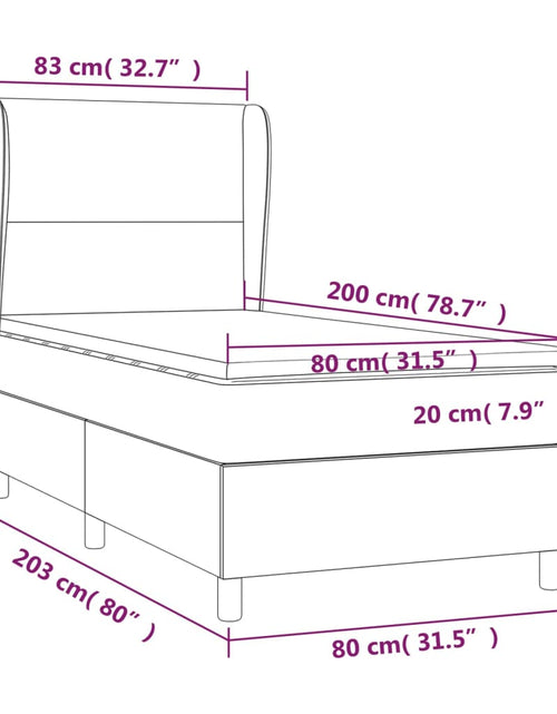 Загрузите изображение в средство просмотра галереи, Pat box spring cu saltea, gri, 80x200 cm, piele ecologică
